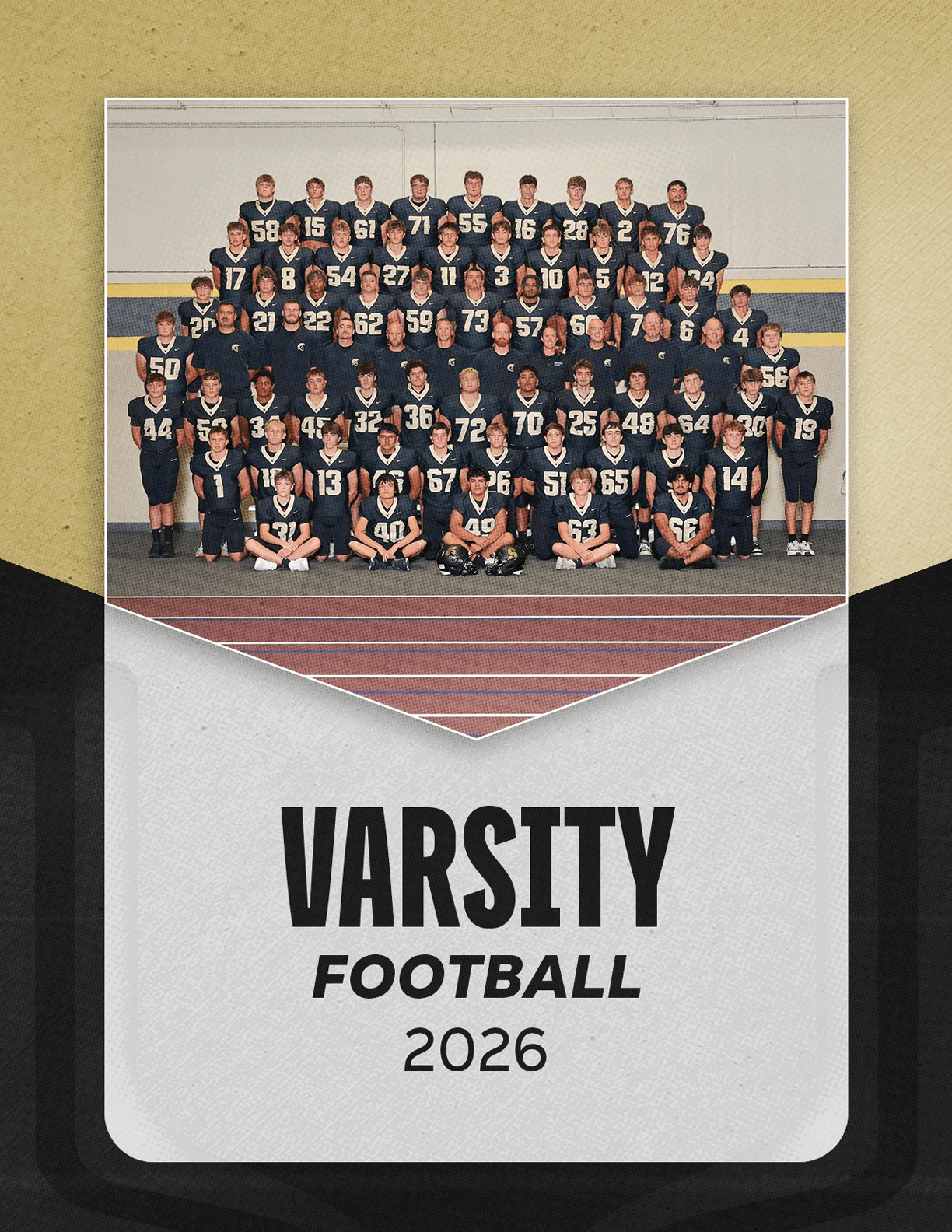 A group of football players sitting on a bench. Description generated by AI