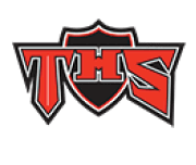 A stylized logo with the letters THS in bold red and black colors, featuring a shield shape behind the letters. Description generated by AI