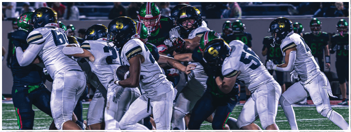 People wearing white sports uniforms are running and playing football on a grassy field. Description generated by AI