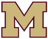A large block letter M in gold with a dark maroon outline. Description generated by AI