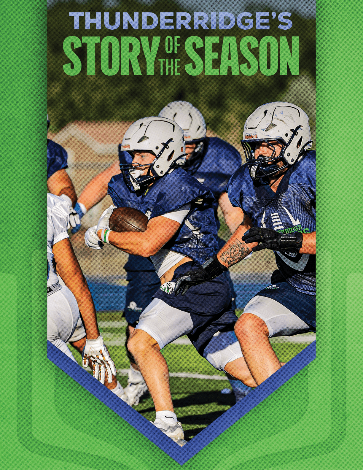 A group of football players huddled together. Description generated by AI
