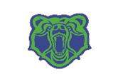 A blue and red logo of a cat with its mouth open. Description generated by AI