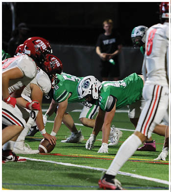A group of football players celebrating a touchdown. Description generated by AI