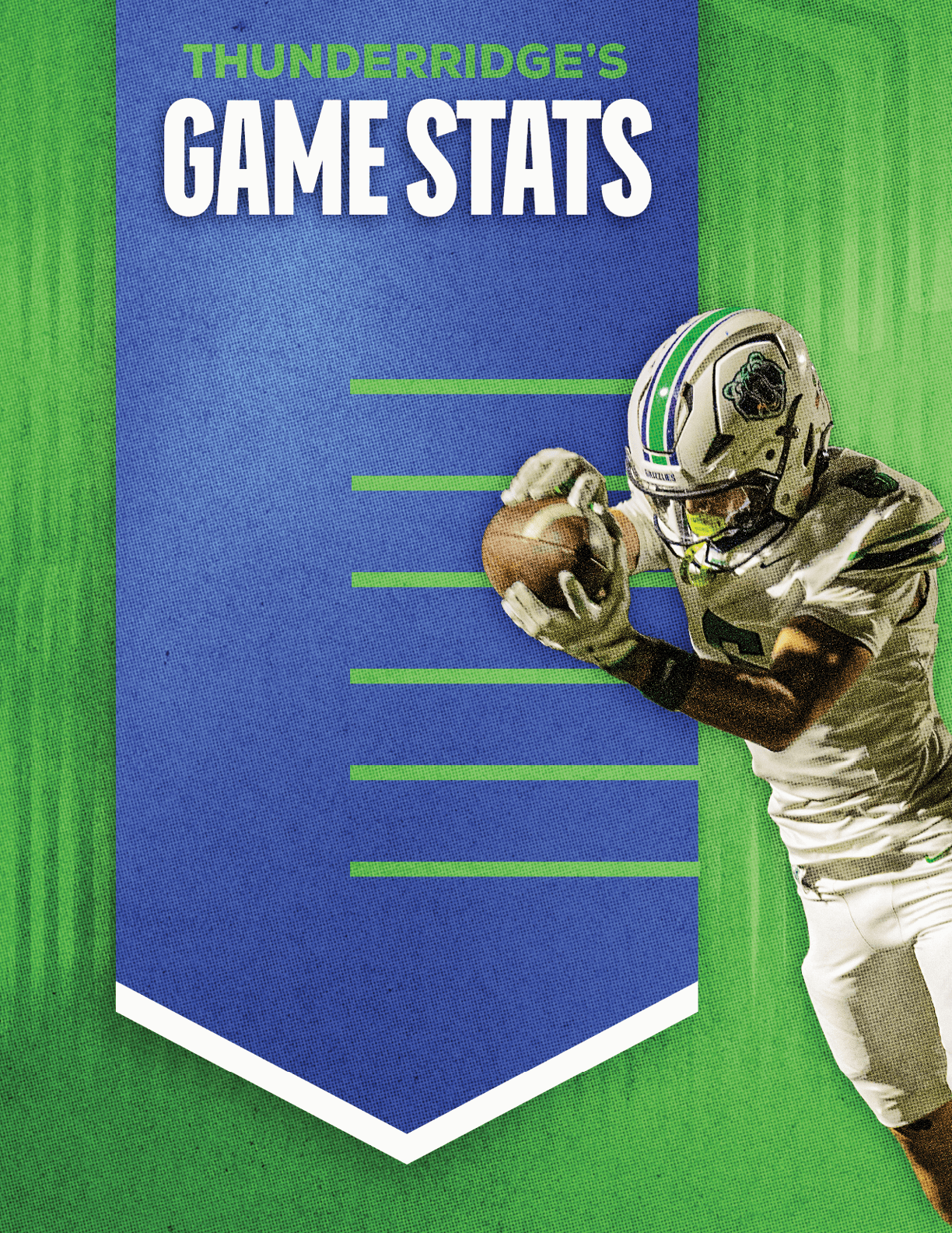 A football player wearing a blue and red jersey. Description generated by AI