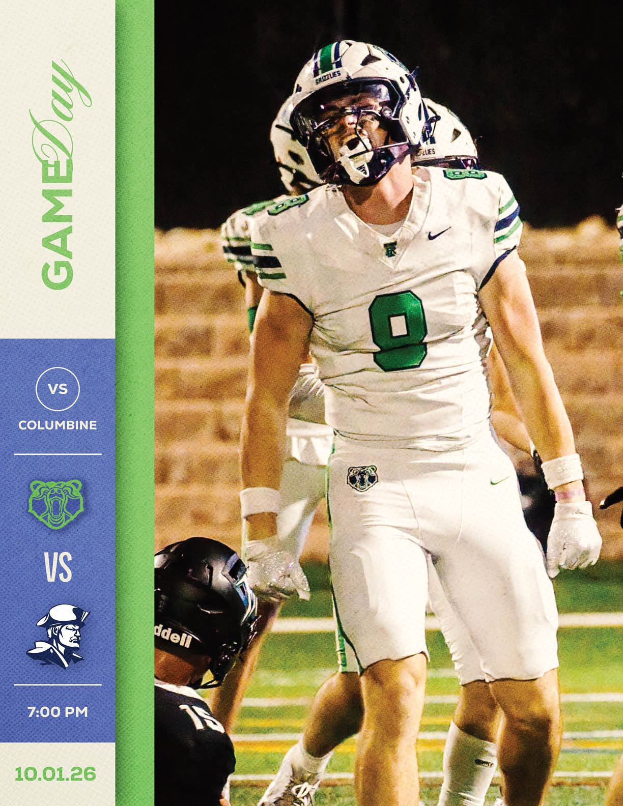 A football player wearing a green jersey with the number 12 on it. Description generated by AI