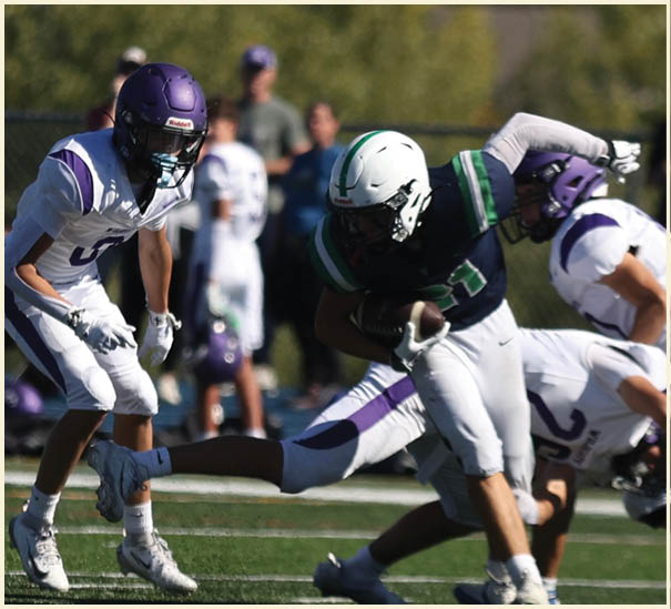 A group of football players on a field. Description generated by AI