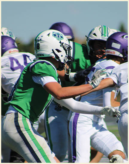 A group of football players on a field. Description generated by AI