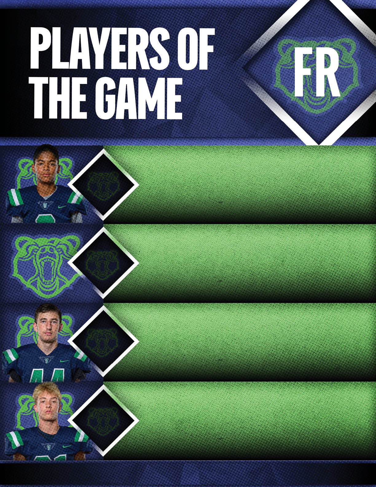 A poster with a man's face on it and the words “Players of the Game" written on it. Description generated by AI