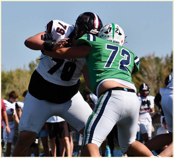 A group of football players on a field. Description generated by AI