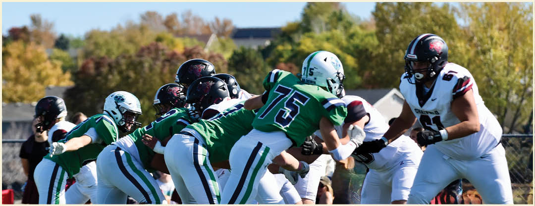 A group of football players posing for a picture. Description generated by AI