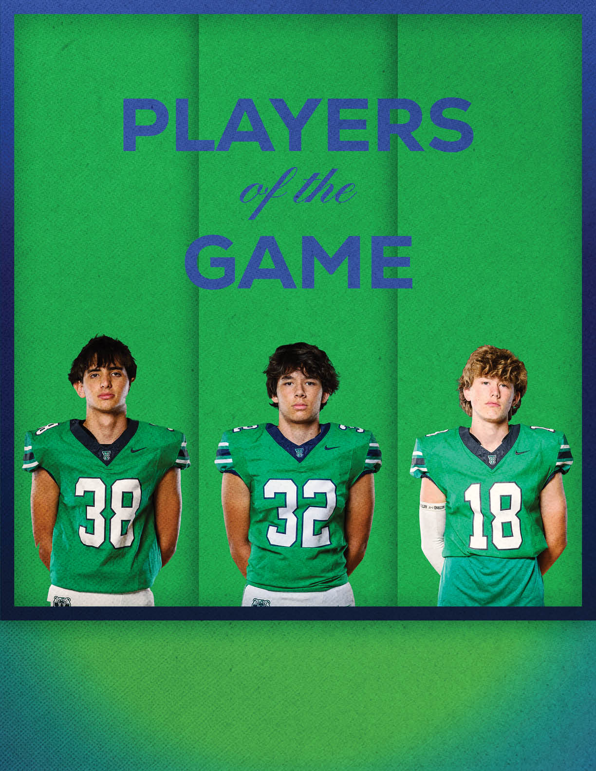 A poster of a football player with a football in his hands. Description generated by AI
