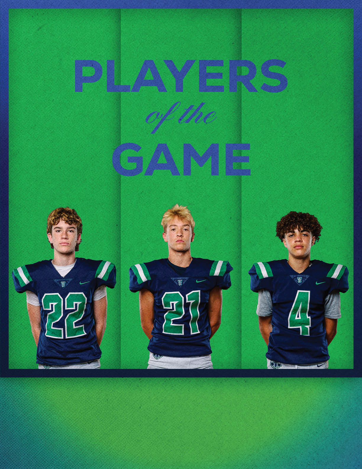 A poster of a football player with a football in his hands. Description generated by AI
