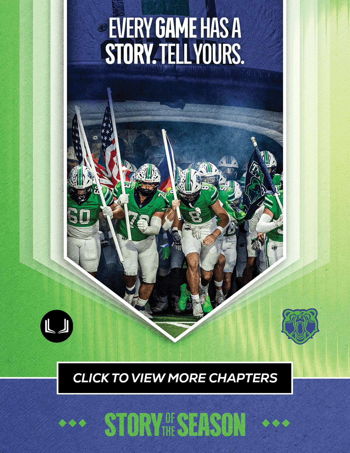 A football player in a green jersey with the number 32 on it. Description generated by AI