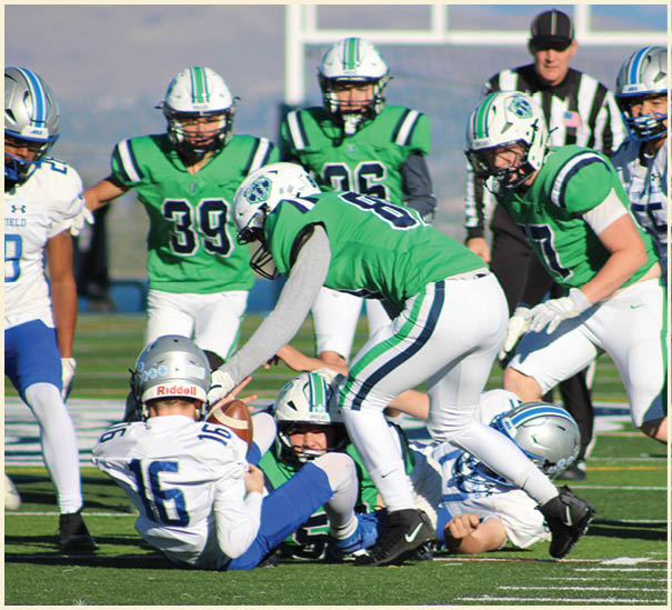 A group of football players on a field. Description generated by AI