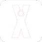A white x on a red background. Description generated by AI