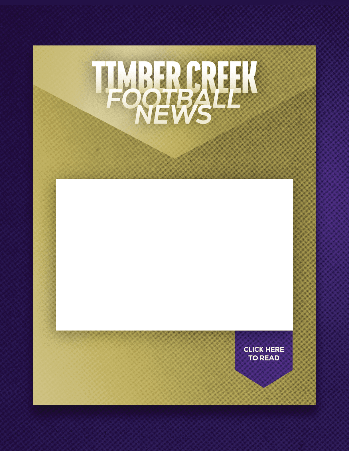 A purple and gold football news paper. Description generated by AI