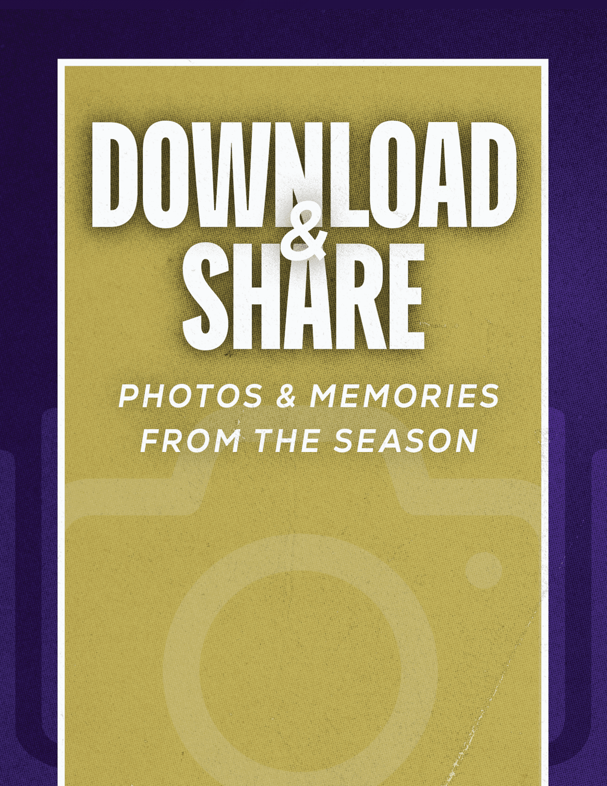 A yellow and purple poster with a camera on it. Description generated by AI