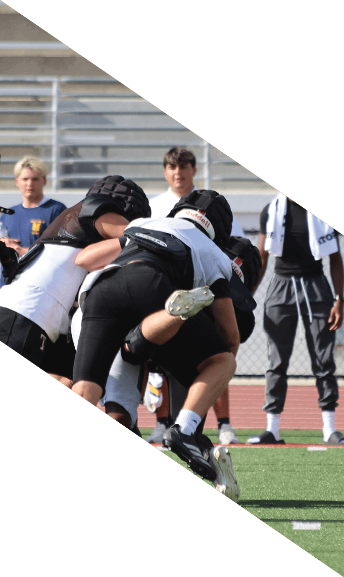 Three men wearing football uniforms are posing for a picture. AI generated content