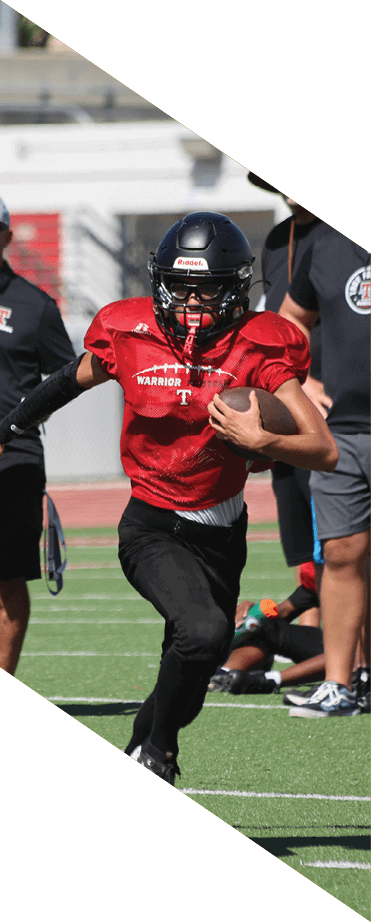 A football player wearing a helmet and white uniform is holding his helmet above his head. AI generated content