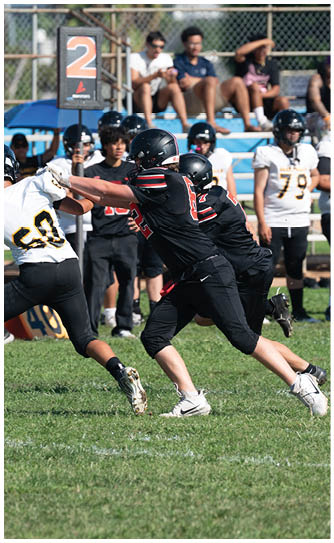 A football player catching a ball. Description generated by AI