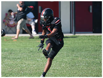 A group of football players on a field. Description generated by AI
