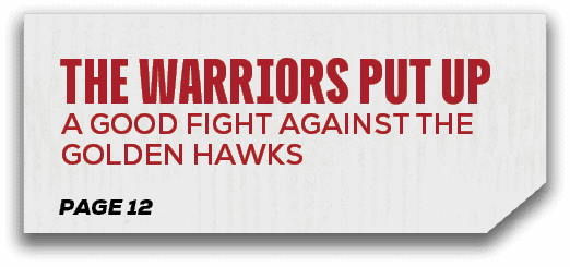 page 12,the warriors put up a good fight against the golden hawk