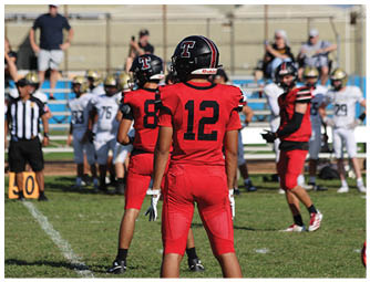 A group of football players on a field. Description generated by AI