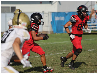 A group of football players on a field. Description generated by AI