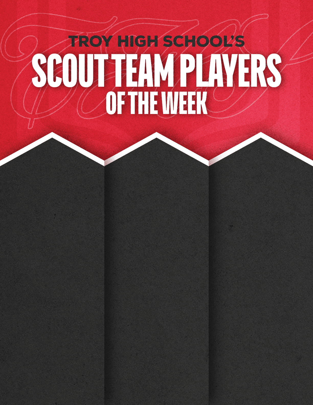 A red and black poster with the words “Sun Prairie East's Players of the Game" written on it. Description generated by AI