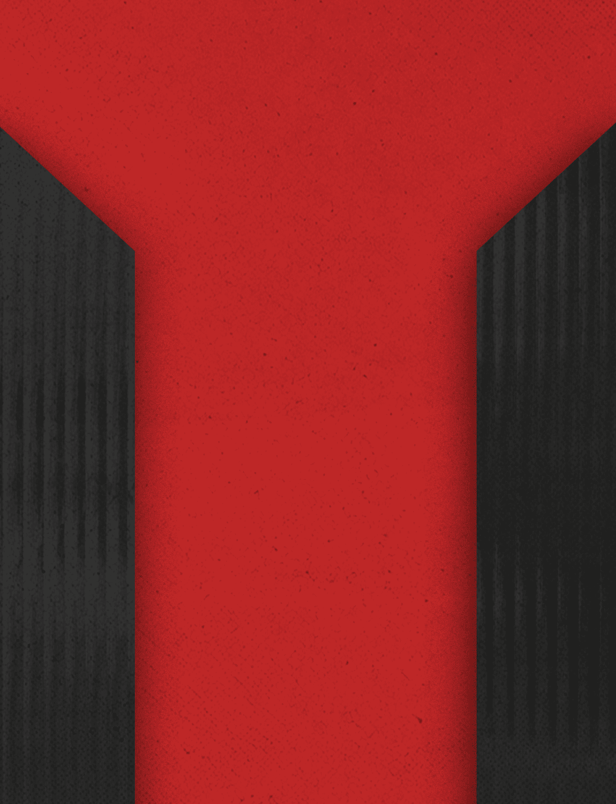 Three black and red buildings. Description generated by AI