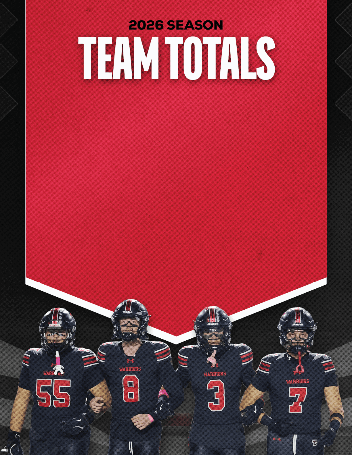 A group of football players standing on the field. Description generated by AI