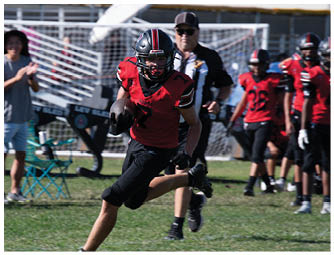 A group of football players on a field. Description generated by AI