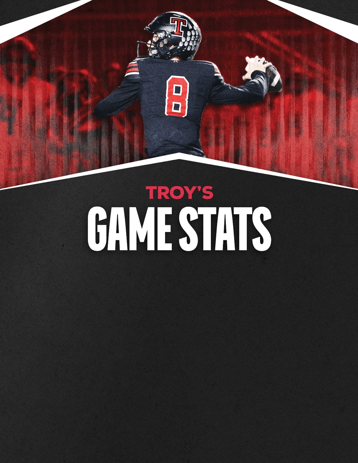 A gold colored sign that says “Mountain Vista's Game Stats". Description generated by AI