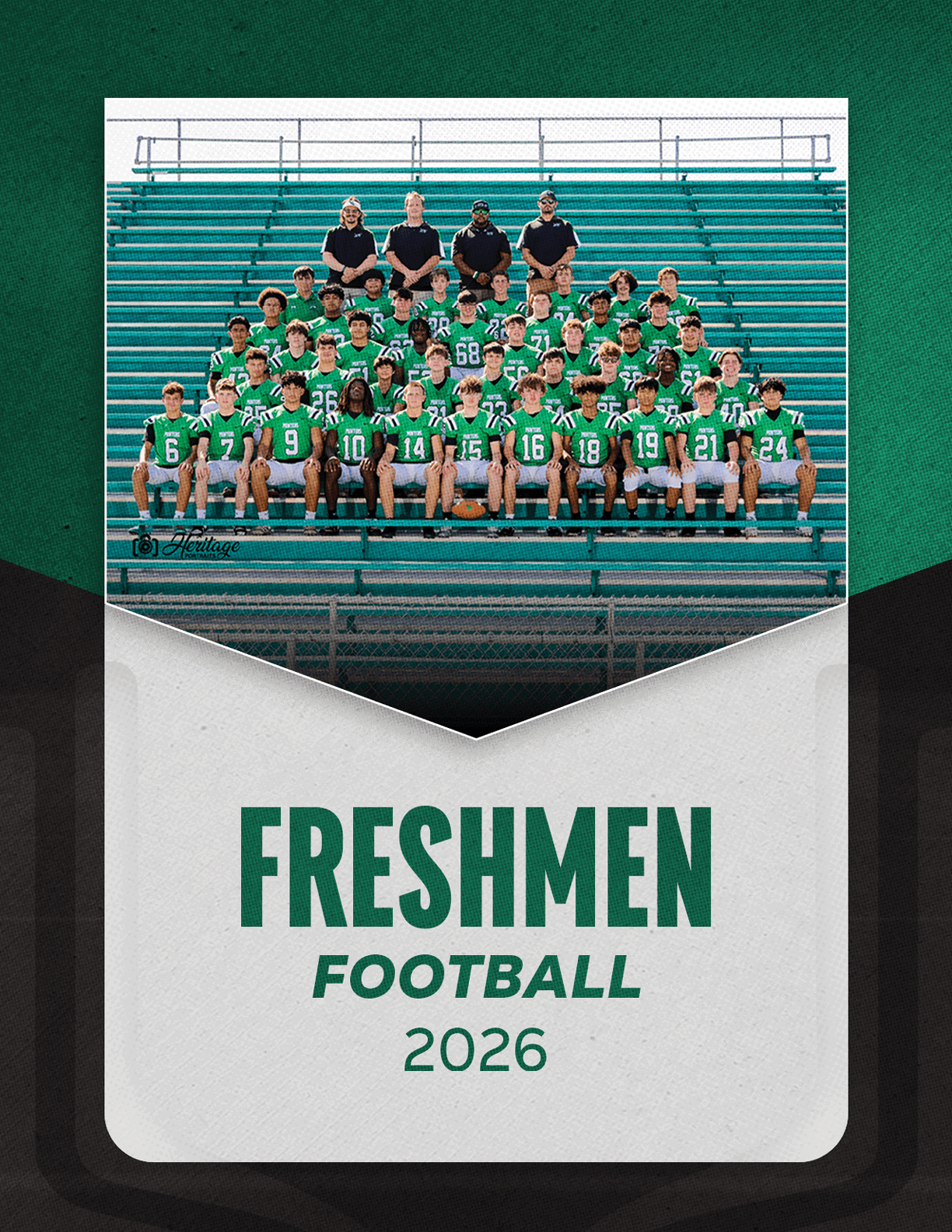 A group of football players sitting on a bench. Description generated by AI