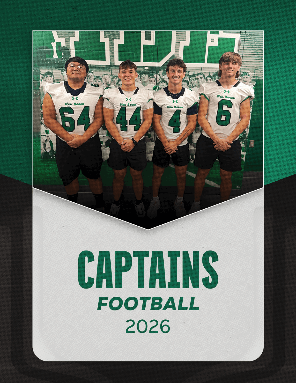 A group of football players sitting on a bench. Description generated by AI