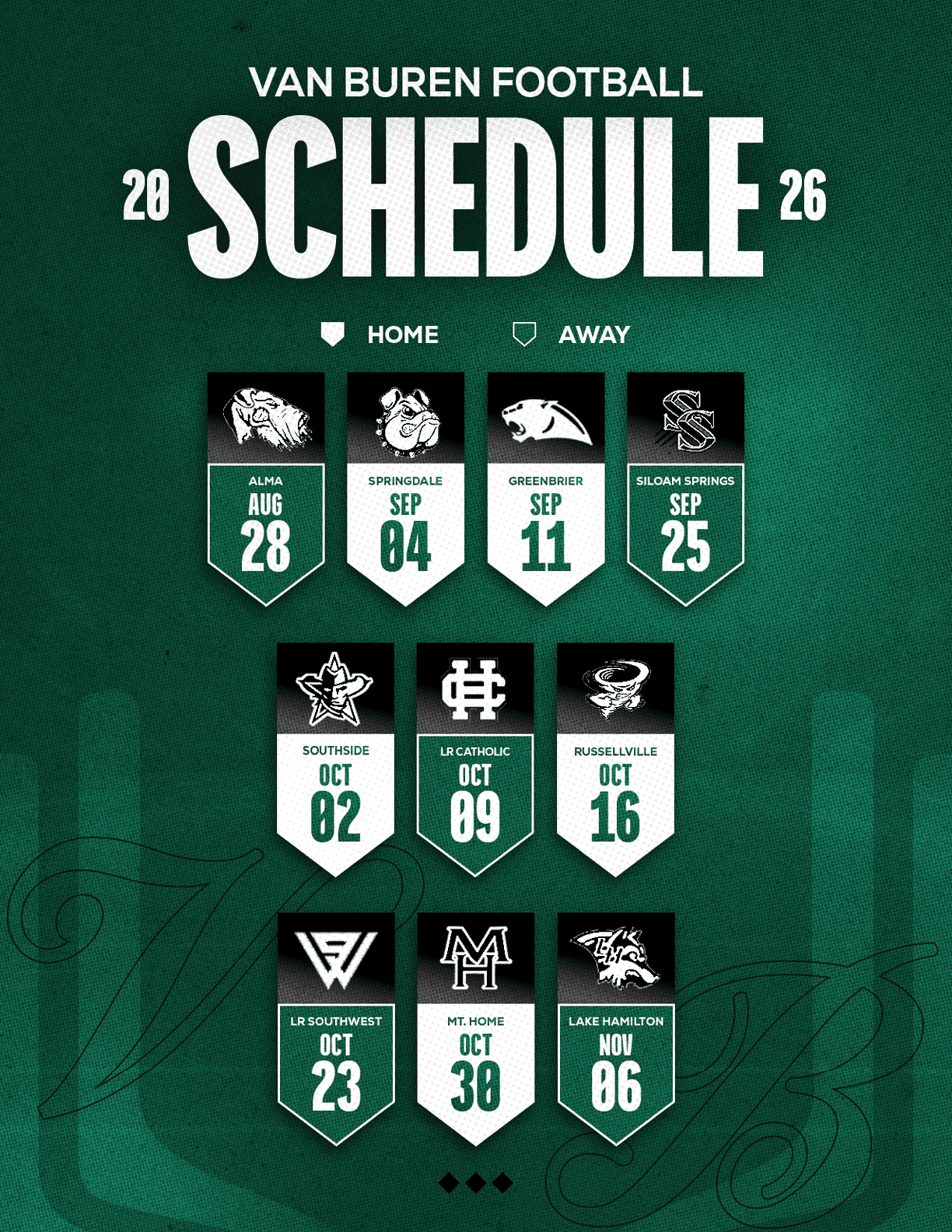A red and white schedule for Sun Prairie East Football. Description generated by AI