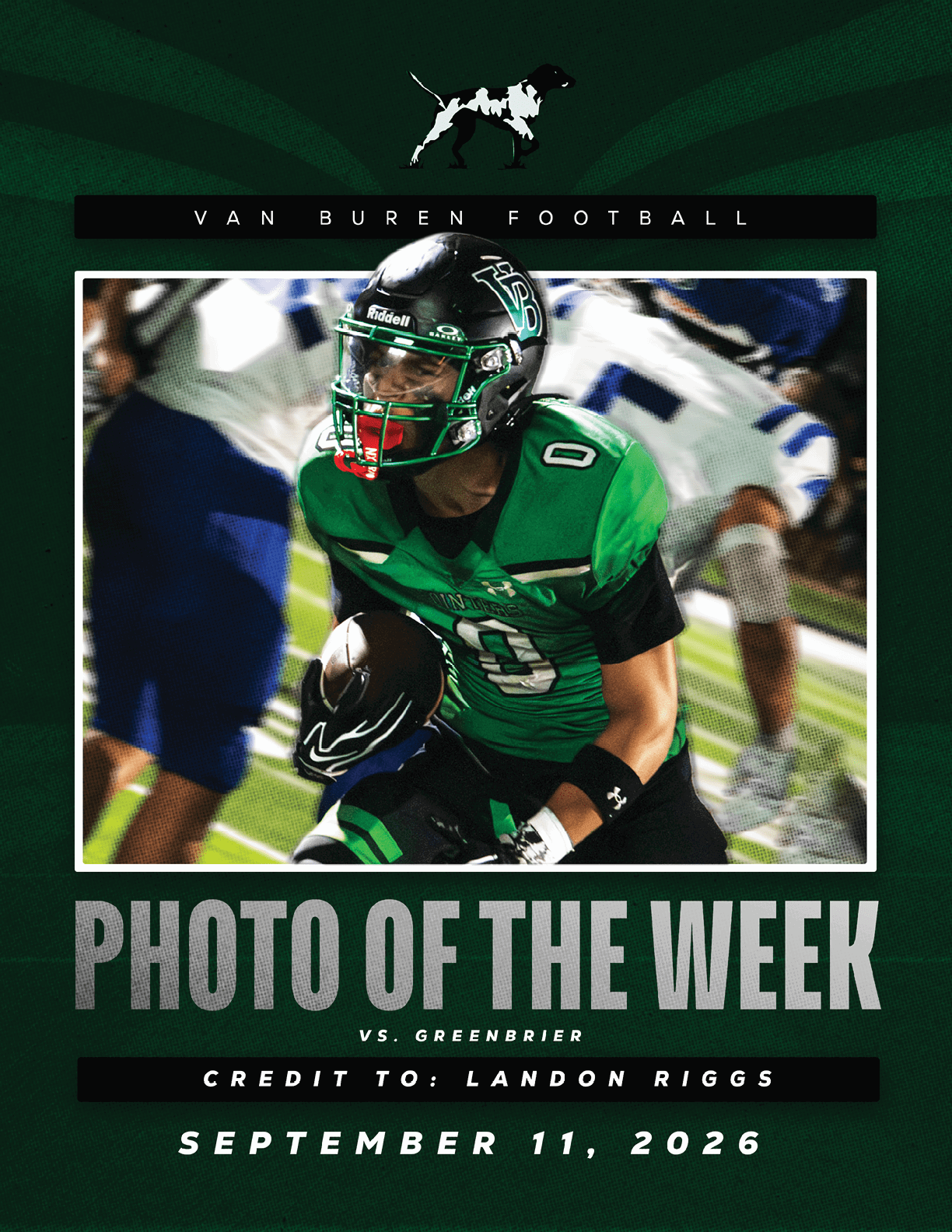 A football player in a green jersey with the number 15 on it. Description generated by AI