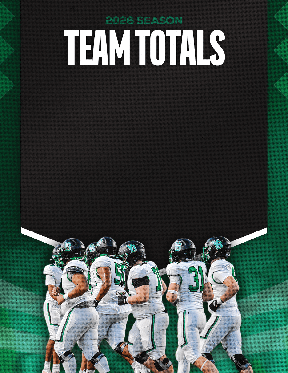 A group of football players standing on the field. Description generated by AI