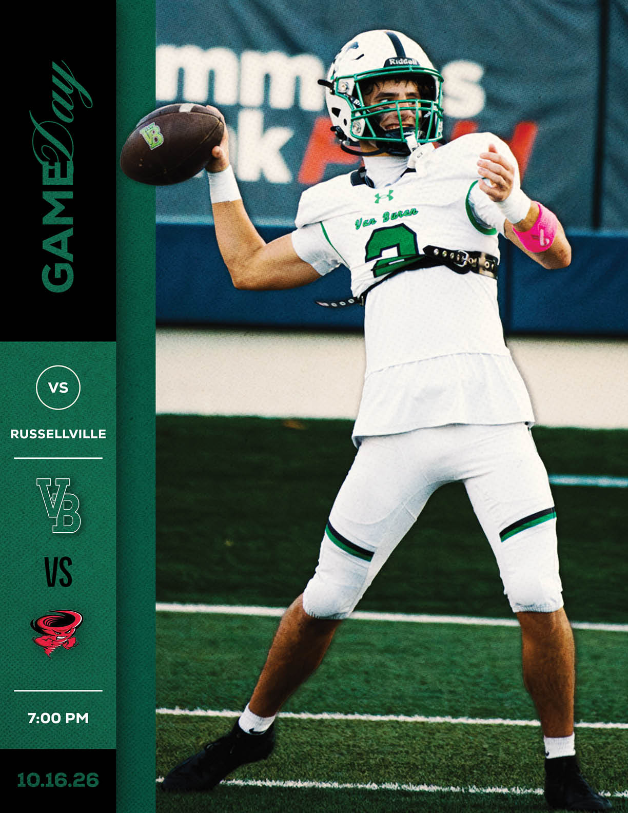 A football player wearing a green jersey with the number 12 on it. Description generated by AI