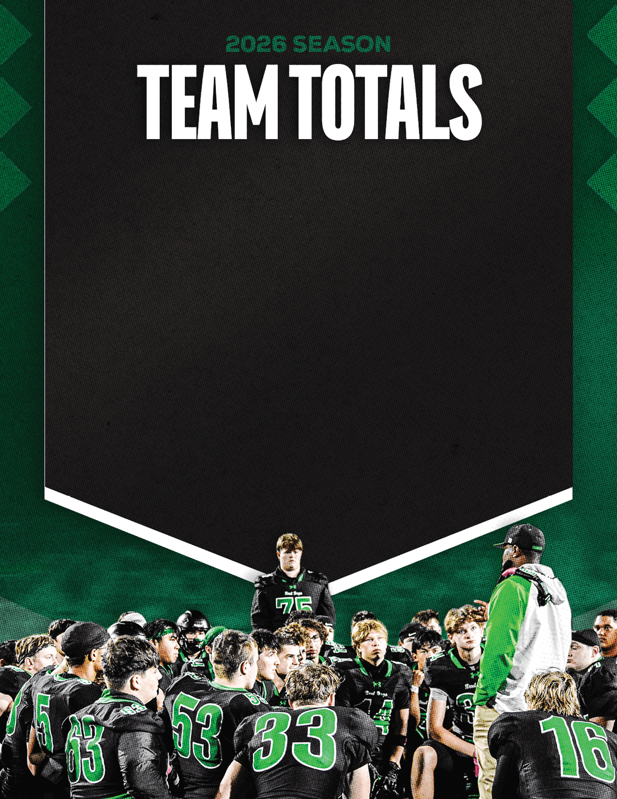 A group of football players standing on the field. Description generated by AI
