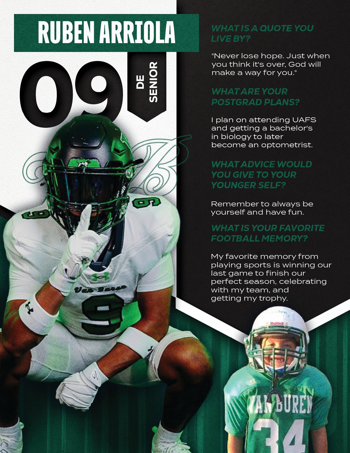 A football player wearing a green jersey with the number 12 on it. Description generated by AI