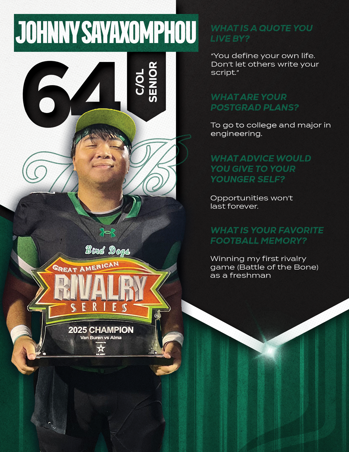 A football player wearing a green jersey with the number 12 on it. Description generated by AI