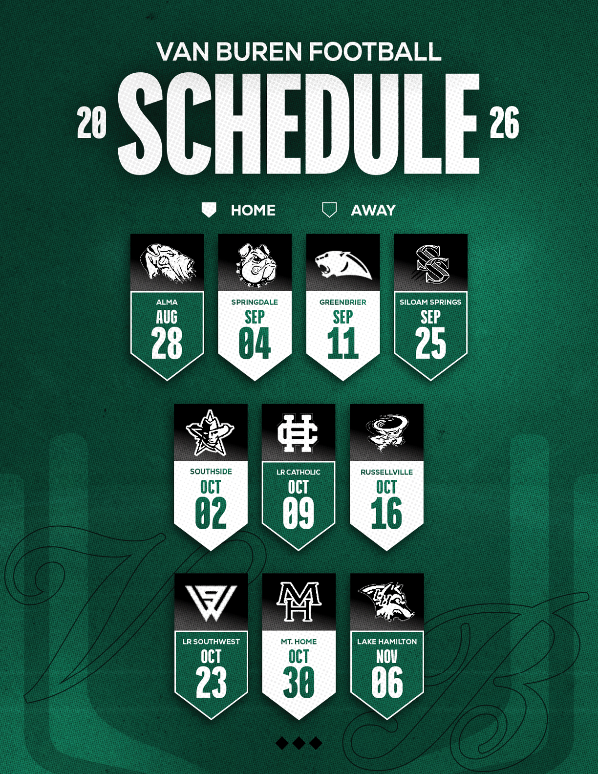A red and white schedule for Sun Prairie East Football. Description generated by AI
