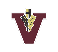 A red and black V on a black background. Description generated by AI