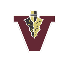 A red and black V on a black background. Description generated by AI