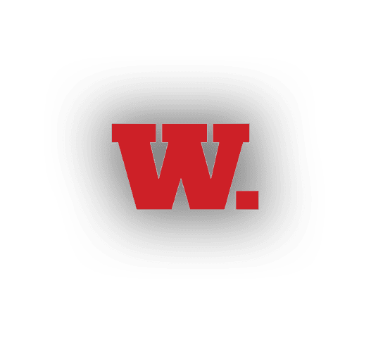 A bold red capital letter W followed by a red period on a white background. Description generated by AI