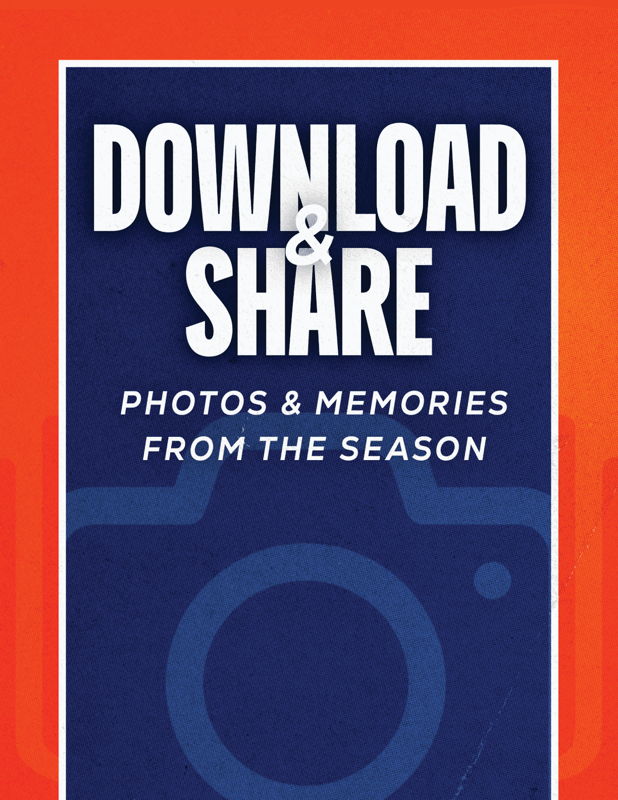 A red and blue poster with a camera on it. Description generated by AI