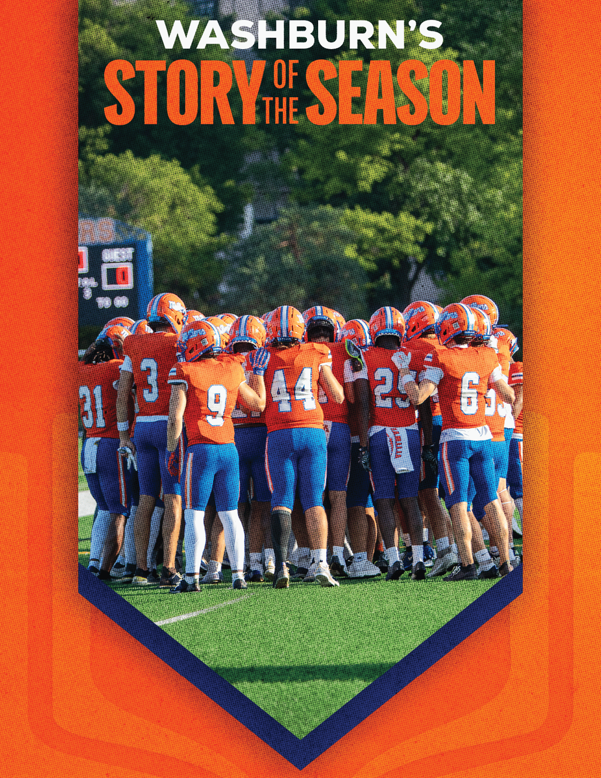 A group of football players huddled together. Description generated by AI