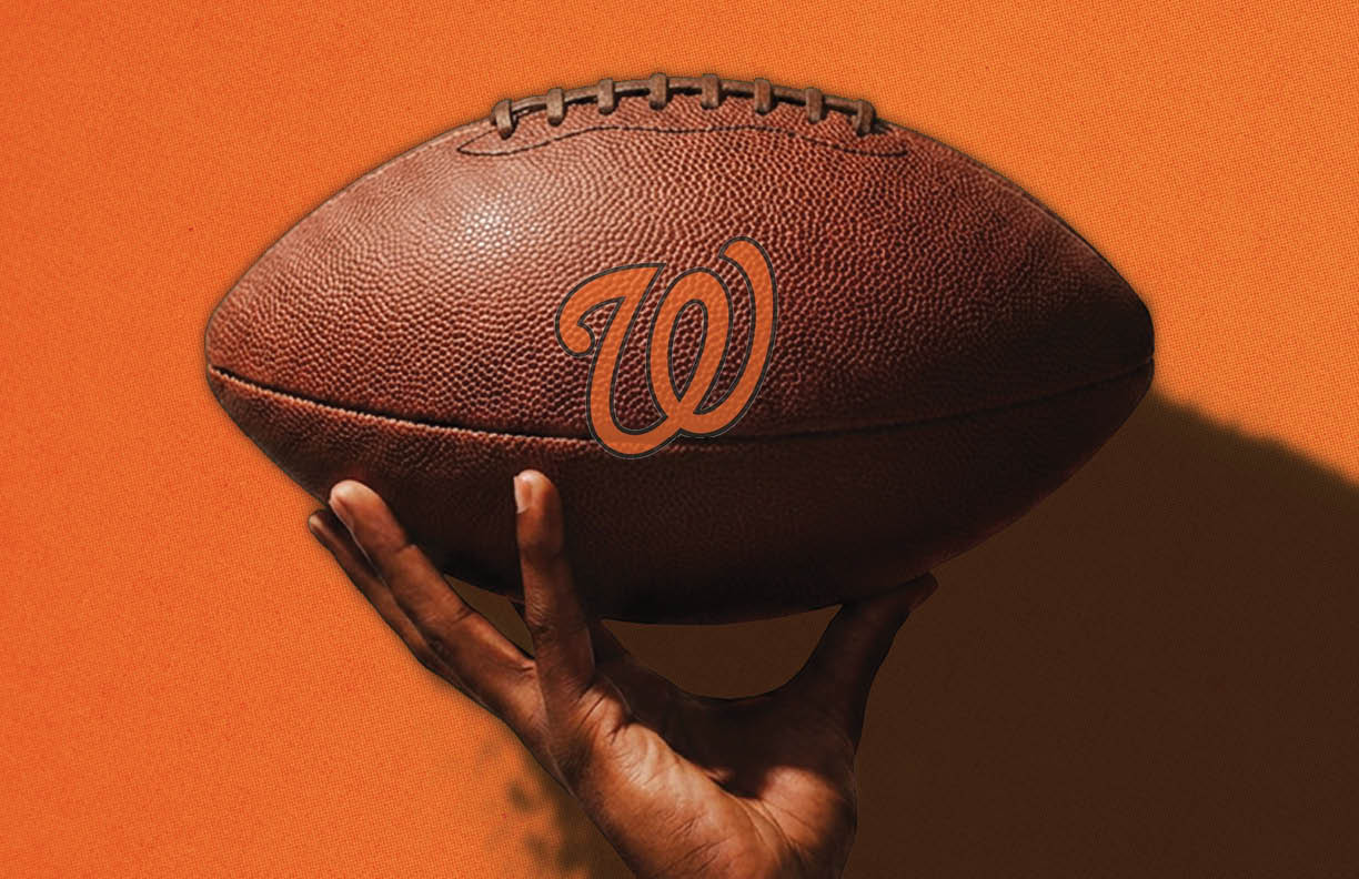 A football is being held by a person with their hand on it. AI generated content