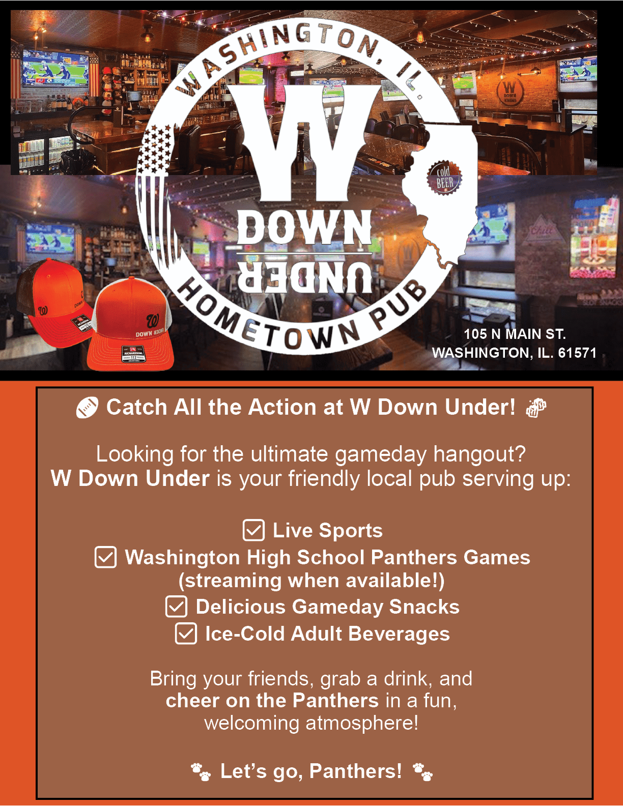 A flyer advertises a bar called W Down Home Pub. AI generated content